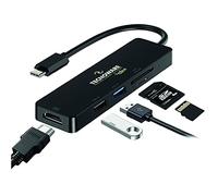 Tecnoware Power Systems - Hub USB Type-C 5 in 1, Porta HDMI 4K, USB 3.0 e 2.0, Slot SDXC e Micro SD, Compatibile con Notebook, Tablet e Smartphone, Nero, Adattatore