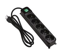 Tecnoware Power Systems - Multipresa Elettrica con 5 Uscite SCHUKO/Italia 10/16A | Interruttore Luminoso | Child Protection | Cavo 150 cm | Eco-Friendly, Nero, 5 Uscite, Tecnoware