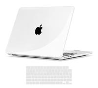 TECOOL Cover compatibile con MacBook Air 15 Pollici M4 M3 M2 2023 2024 2025 (A3241 A3114 A2941), Custodia Rigida Protettiva Sottile in Plastica e Copritastiera UE, Superficie Lucida Trasparente