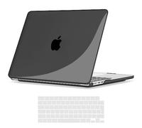 TECOOL Cover compatibile con MacBook Air 15 Pollici M4 M3 M2 2023 2024 2025 (A3241 A3114 A2941), Custodia Rigida Protettiva Sottile in Plastica e Copritastiera UE, Cristallo Nero