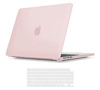TECOOL Cover compatibile con MacBook Air M4 M3 M2 13,6 Pollici 2022 2024 2025 (A3240 A3113 A2681), Custodia Rigida Protettiva Sottile in Plastica e Copritastiera UE, Rosa Chiaro