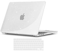 TECOOL Cover compatibile con MacBook Air M4 M3 M2 13,6 Pollici 2022 2024 2025 (A3240 A3113 A2681), Custodia Rigida Protettiva Sottile in Plastica e Copritastiera UE, Glitter