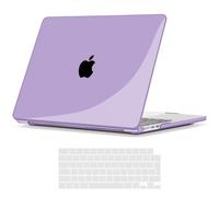 TECOOL Cover compatibile con MacBook Air M4 M3 M2 13,6 Pollici 2022 2024 2025 (A3240 A3113 A2681), Custodia Rigida Protettiva Sottile in Plastica e Copritastiera UE, Cristallo Lilla