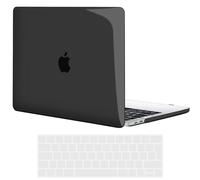 TECOOL Cover compatibile con MacBook Pro 15 Pollici 2019 2018 2017 2016 (A1990 A1707) con Touch Bar, Custodia Rigida Protettiva Sottile in Plastica e Copritastiera UE, Cristallo Nero