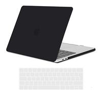 TECOOL Cover compatibile con MacBook Pro 15 Pollici 2019 2018 2017 2016 (A1990 A1707) con Touch Bar, Custodia Rigida Protettiva Sottile in Plastica e Copritastiera UE, Nero