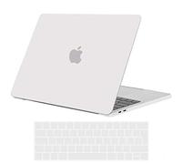 TECOOL Cover compatibile con MacBook Pro 15 Pollici 2019 2018 2017 2016 (A1990 A1707) con Touch Bar, Custodia Rigida Protettiva Sottile in Plastica e Copritastiera UE, Bianco Traslucido