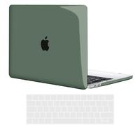 TECOOL Cover compatibile con MacBook Pro 15 Pollici 2019 2018 2017 2016 (A1990 A1707) con Touch Bar, Custodia Rigida Protettiva Sottile in Plastica e Copritastiera UE, Cristallo Verde Militare