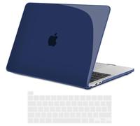 TECOOL Cover compatibile con MacBook Pro 16 Pollici 2020 2019 (A2141) con Touch Bar, Custodia Rigida Protettiva Sottile in Plastica e Copritastiera UE, Cristallo Blu Navy