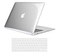 TECOOL Cover compatibile con vecchio MacBook Air 13 Pollici 2017-2010 (A1466 1369), Custodia Rigida Protettiva Sottile in Plastica Superficie Lucida e Copritastiera UE, Cristallo Trasparente