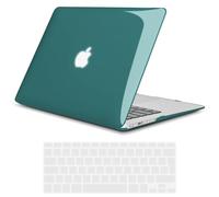 TECOOL Cover compatibile con vecchio MacBook Air 13 Pollici 2017-2010 (A1466 1369), Custodia Rigida Protettiva Sottile in Plastica Superficie Lucida e Copritastiera UE, Cristallo Turchese Profondo
