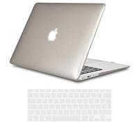 TECOOL Cover compatibile con vecchio MacBook Air 13 Pollici 2017-2010 (A1466 1369), Custodia Rigida Protettiva Sottile in Plastica Superficie Lucida e Copritastiera UE, Cristallo Grigio