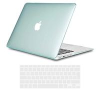 TECOOL Cover compatibile con vecchio MacBook Air 13 Pollici 2017-2010 (A1466 1369), Custodia Rigida Protettiva Sottile in Plastica Superficie Lucida e Copritastiera UE, Cristallo Verde Menta