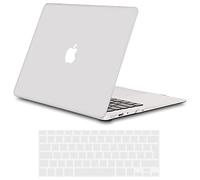 TECOOL Cover compatibile con vecchio MacBook Air 13 Pollici 2017-2010 (A1466 1369), Custodia Rigida Protettiva Sottile in Plastica Superficie Opaca e Copritastiera UE, Bianco Traslucido