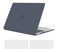 TECOOL Cover per MacBook Air M1 (A2337) e MacBook Air 13 Pollici Retina 2020 2019 2018 (A2179 A1932), Custodia Rigida Protettiva Sottile in Plastica e Copritastiera UE, Grigio-Nero