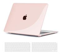 TECOOL Cover per MacBook Air M1 (A2337) e MacBook Air 13 Pollici Retina 2020 2019 2018 (A2179 A1932), Custodia Rigida Protettiva Sottile in Plastica e Copritastiera UE, Cristallo Rosa Chiaro