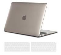 TECOOL Cover per MacBook Air M1 (A2337) e MacBook Air 13 Pollici Retina 2020 2019 2018 (A2179 A1932), Custodia Rigida Protettiva Sottile in Plastica e Copritastiera UE, Cristallo Grigio