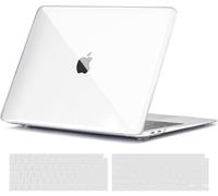 TECOOL Cover per MacBook Air M1 (A2337) e MacBook Air 13 Pollici Retina 2020 2019 2018 (A2179 A1932), Custodia Rigida Protettiva Sottile in Plastica e Copritastiera UE, Cristallo Trasparente