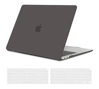 TECOOL Cover per MacBook Air M1 (A2337) e MacBook Air 13 Pollici Retina 2020 2019 2018 (A2179 A1932), Custodia Rigida Protettiva Sottile in Plastica e Copritastiera UE, Grigio