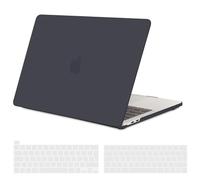 TECOOL Cover per MacBook Pro 13 Pollici 2016-2022 (M2 M1 A2338/A2289/A2251/A2159/A1989/A1706) con Touch Bar, Custodia Rigida Protettiva Sottile in Plastica e Copritastiera UE, Grigio-Nero