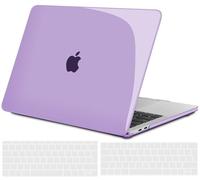 TECOOL Cover per MacBook Pro 13 Pollici 2016-2022 (M2 M1 A2338/A2289/A2251/A2159/A1989/A1706) con Touch Bar, Custodia Rigida Protettiva Sottile in Plastica e Copritastiera UE, Cristallo Lilla