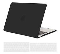 TECOOL Cover per MacBook Pro 13 Pollici 2016-2022 (M2 M1 A2338/A2289/A2251/A2159/A1989/A1706) con Touch Bar, Custodia Rigida Protettiva Sottile in Plastica e Copritastiera UE, Nero
