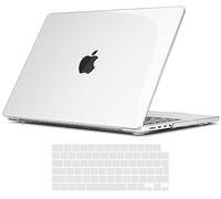 TECOOL Cover per MacBook Pro 16 Pollici M4 M3 M2 M1 Pro/Max 2021-2024 (A3403 A3186 A2991 A2780 A2485), Custodia Rigida Protettiva Sottile in Plastica e Copritastiera UE, Superficie Lucida Trasparente