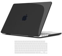 TECOOL Cover per MacBook Pro 16 Pollici M4 M3 M2 M1 Pro/Max 2021-2024 (A3403 A3186 A2991 A2780 A2485), Custodia Rigida Protettiva Sottile in Plastica e Copritastiera UE, Cristallo Nero