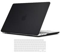 TECOOL Cover per MacBook Pro 16 Pollici M4 M3 M2 M1 Pro/Max 2021-2024 (A3403 A3186 A2991 A2780 A2485), Custodia Rigida Protettiva Sottile in Plastica e Copritastiera UE, Nero
