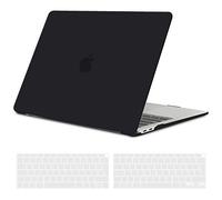 TECOOL Custodia MacBook Air 13 Pollici Retina M1 2020 2019 2018 A2337 A2179 A1932 con Touch ID, Case Cover Opaca Rigida Plastica Ultrasottile +Accessori Copritastiera Silicone Italia Layout, Nero