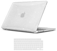 TECOOL Custodia per MacBook PRO 14 Pollici 2023 2021 A2992 A2918 A2779 A2442 con Chip M3 M2 M1 Pro/Max, Case Cover Trasparente Rigida Plastica Ultrasottile e Copritastiera Italia, Scintillante