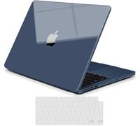 TECOOL Premium Cover Ultrasottile per MacBook Air M4 M3 M2 13,6 Pollici 2025 2024 2022 A3240 A3113 A2681, [Ultra Cristallo Mezzanotte Blu] Custodia Rigida e Copritastiera UE in TPU
