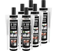 TECPO 6 malta per iniezione SF da 300 ml, con miscelatore statico, malta per ancoraggio, per interni ed esterni, per il fissaggio di materiali da costruzione pieni e cavi
