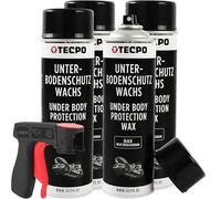 TECPO Cera di protezione per sottoscocca spray, 4 X 500 ml con manico, protezione per carrozzeria, protezione da sassi, cera protettiva antiruggine