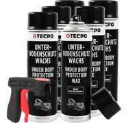 TECPO Cera di protezione per sottoscocca spray, 6 X 500 ml con manico, protezione per carrozzeria, protezione da sassi, cera protettiva antiruggine