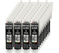 TECPO Colla di montaggio Fix Power, 480 g, universale, per edilizia, 200 kg, 10 cm², per pannelli acustici, polistirolo, battiscopa per interni ed esterni, incollaggio rapido senza primer