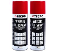 TECPO Grasso spray bianco, 2 x 400 ml, grasso lubrificante bianco Grease con elevato effetto strisciante, elevato carico di pressione per componenti mobili, protezione contro la corrosione e