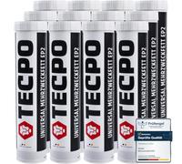TECPO Grasso universale multiuso EP2 400 g, cartuccia di grasso lubrificante al litio, grasso universale, lubrificazione per auto, resistente all'acqua, grasso al litio KP2K-30 (12 x 400 g)