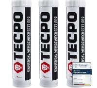 TECPO Grasso universale multiuso EP2 400 g, cartuccia di grasso lubrificante al litio, grasso universale per auto, resistente all'acqua, grasso al litio KP2K-30 (3 x 400 g)