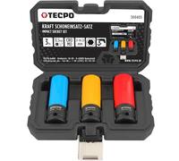 TECPO Kraft, set di chiavi a bussola in alluminio, 3 pezzi, SW 17 mm, 19 mm, 21 mm