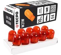 TECPO Lampadina WY21 W, set da 20 pezzi per indicatori di direzione, arancione, base in vetro T20 WX3X16D, lampada di segnalazione, alogena, 12 V, 21 W