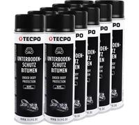 TECPO Protezione per sottoscocca bitume, 10 x 500 ml, colore nero, protezione contro pietrisco, ruggine, sostanze chimiche con effetto anti-rombo