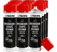 TECPO Protezione per sottoscocca bitume, 12 x 500 ml, colore nero, protezione contro pietrisco, ruggine, sostanze chimiche con effetto anti-rombo