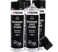 TECPO Protezione per sottoscocca bitume, 4 x 500 ml, colore nero, protezione contro pietrisco, ruggine, sostanze chimiche con effetto anti-rombo