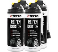 TECPO Set di 4 sigillanti per pneumatici auto, 400 ml, per la riparazione di pneumatici per auto, moto, bicicletta