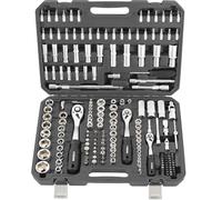 TECPO Set di chiavi a bussola 1/4", 3/8", 1/2", 192 pezzi, cricchetti a denti fini, in acciaio al cromo vanadio, ampia gamma di punte e chiavi a bussola, per montaggio, riparazione e viti di