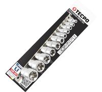 Tecpo - Set di chiavi a bussola Torx per esterni, 1/4 e 3/8 di pollice, E4, E5, E6, E7, E8, E10, E11, E12, E14, E16, E18, E20