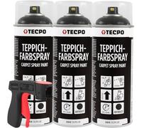 TECPO Vernice spray per tappeti, 3 x 400 ml, colore antracite, con pistola a spruzzo, per auto, tappetini, baldacchino, tessuto, gomma, plastica, per interni