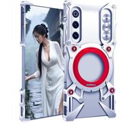 TECSHINE Custodia per Cellulare per Nubia Redmagic 10 Air, Cover per ZTE Red Magic 10 Air, Bordo Metallico del Telefono, Mostro Meccanico, Armatura -Argentato