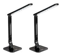 tectake® 2 Lampade da Tavolo LED 14W, Temperatura della Luce Regolabile 2000-6500 Kelvin, 4 Modalità con Regolazione a 5 Livelli, Porta USB Integrata per Ricarica Smartphone, Design Pieghevole - Nero