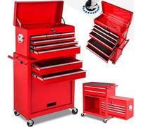 Tectake 402802 Carrello di utensile Carrello carrello workshop con ruote, rimovibile, custodia mobile, rosso